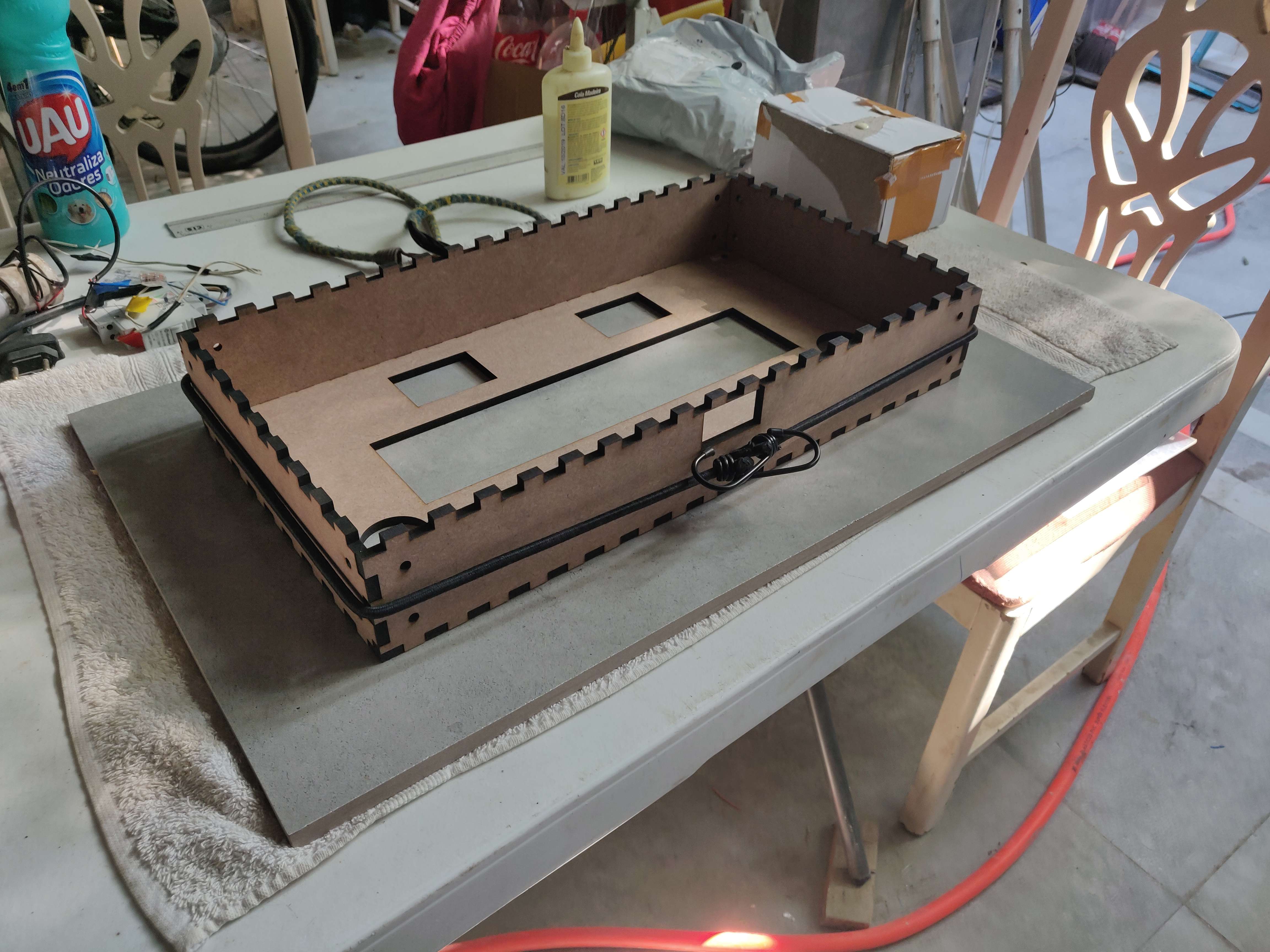 Gluing the finger joint MDF Frame
